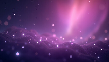 Magical purple and pink abstract landscape with sparkling lights, enchanting backdrop for creative projects