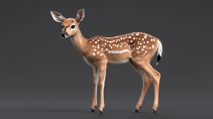 Fototapeta premium A 3D rendering of a fawn standing in front of a gray background