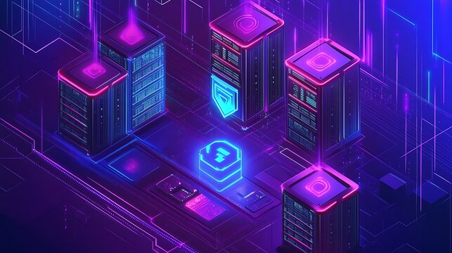 Neon Servers Secure Data Network Infrastructure