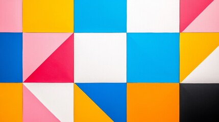 A detailed view of overlapping geometric forms featuring vibrant hues and distinct lines.