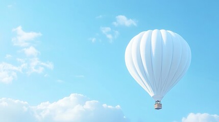 Serene White Hot Air Balloon in Tranquil Sky
