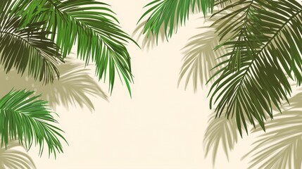 Naklejka premium palm tree leaves on a beige background
