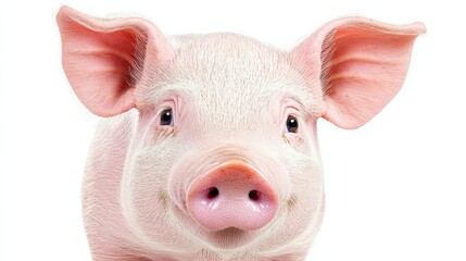 Fototapeta premium A close up of a pig's face on a white background