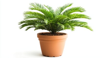 Obraz premium A potted plant with green leaves on a white background