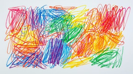  A child's drawing of a bunch of different colored lines