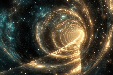 Fototapeta premium An endless highway stretches beneath a vast galaxy glowing brightly with starlight. This scene reflects freedom, possibility, and life��s boundless adventures.