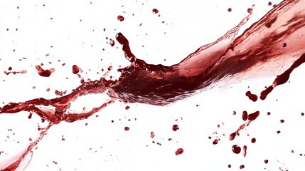 A splash of red wine on a white background