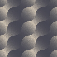 Dynamic Volumetric 3D Seamless Pattern Trend Dot Work Abstract Vector Background. Oblique Wavy Structure Halftone Art Illustration for Textile Print. Loopable Unique Special Abstraction for Wallpaper