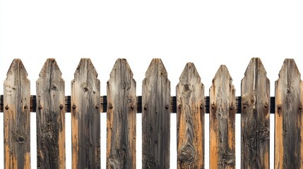 A wooden fence is shown against a white background