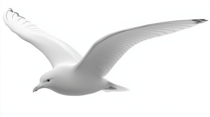 Fototapeta premium A white bird flying through the air with its wings spread