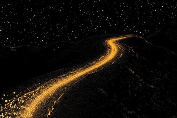 A sparkling gold glitter stardust trail against a dark, elegant background.