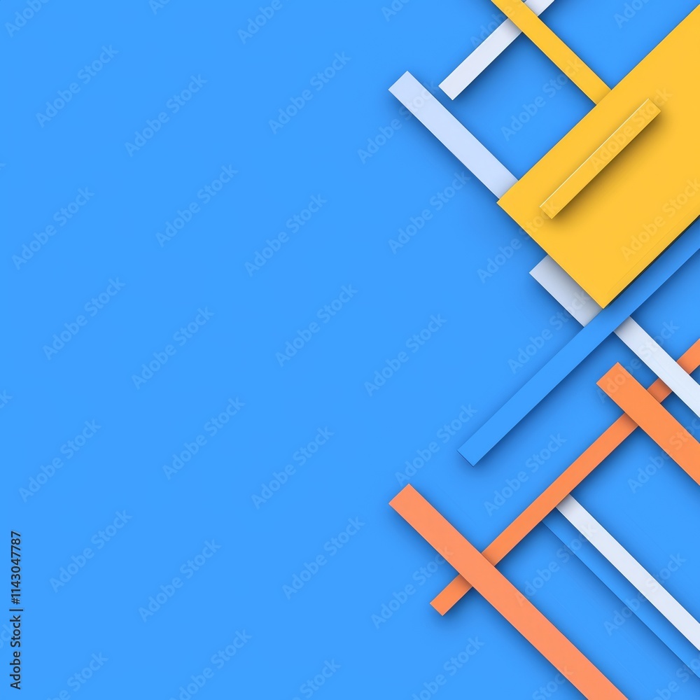 Poster a blue business backdrop featuring an abstract design with white angled lines and triangular shapes 