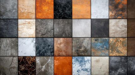 A large collection of different textures of different colored tiles