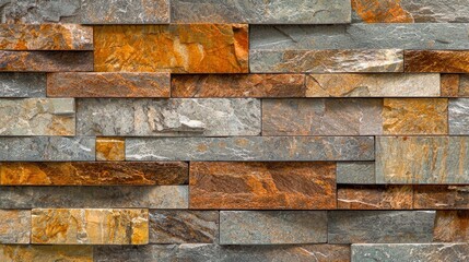A close up of a wall made of different colored stones
