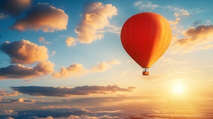 Obraz premium Red Hot Air Balloon in Morning Sky