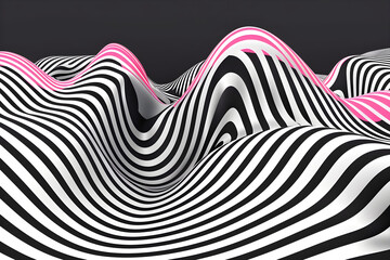 An intricate pattern of parallel lines that create an optical illusion of movement and three-dimensional form. Generative AI.