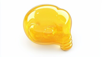 A yellow soap bubble on a white background