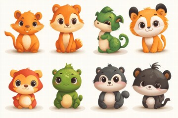 Fototapeta premium Celebrating Chinese New Year with adorable cartoon animals in vibrant colors