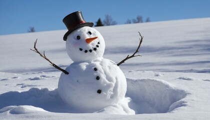 Obraz premium A snowman built in the snow
