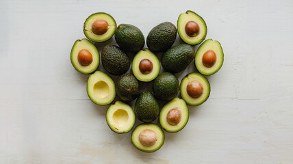 Heart-Shaped Avocado on White