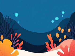 Fototapeta premium A vibrant underwater scene featuring colorful corals and bubbles, perfect for nature lovers and ocean enthusiasts.