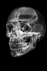 X-ray of human skull on black background
