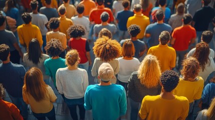Crowd of colorful toy figures gathered together