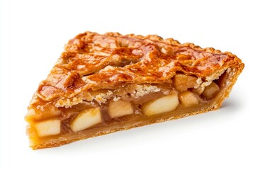 Tasty homemade apple pie on white background 