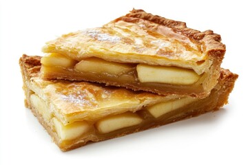 Tasty homemade apple pie on white background 