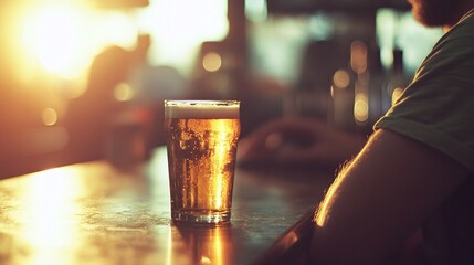 Chill Café Scene with a Man and His Favorite Beer