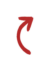 hand drawn watercolor arrow red on a white background