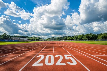 Close-Up of Realistic 2025 Start Line on Track