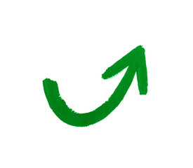 hand drawn watercolor arrow green on a white background
