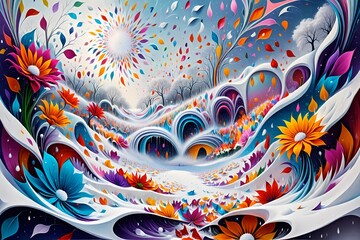 abstract background with circles, surrealism, parallel universe, winter, abstraction, New Year holiday