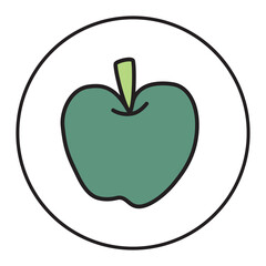 Apple doodle icon or logo, hand drawn with thin line. PNG isolated on transparent background and vector illustration