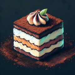 Product artistic  chalk dessert slice illustration in vibrant design setting