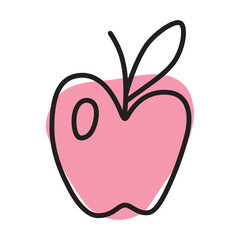 Apple doodle icon or logo, hand drawn with thin line. PNG isolated on transparent background and vector illustration