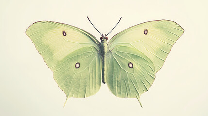 Obraz premium Sitting brimstone butterfly insect isolated on a white background as transparent png, generative ai animal. Brimstone. Illustration