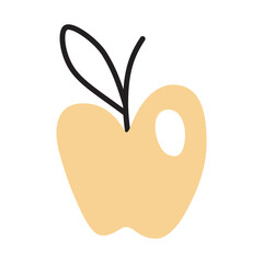 Apple doodle icon or logo, hand drawn with thin line. PNG isolated on transparent background and vector illustration