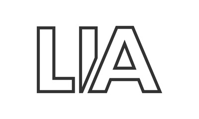 LIA logo design template with strong and modern bold text. Initial based vector logotype featuring simple and minimal typography. Trendy company identity.