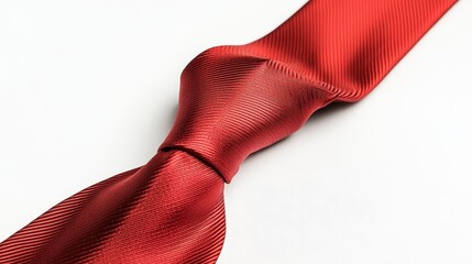 Red necktie on a white background.