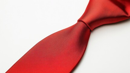 Red necktie on a white background.