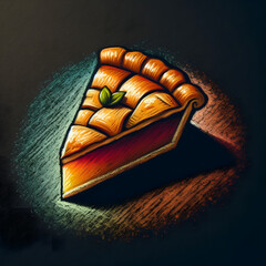 Product artistic  chalk pie slice illustration in vibrant design setting