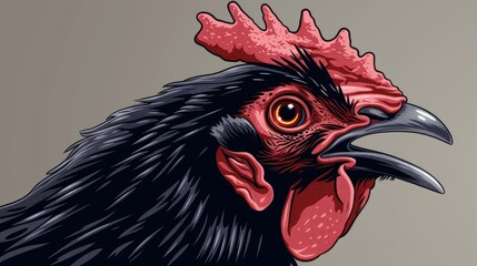 An artistic close-up of a rooster's head showcasing its vibrant colors and details.