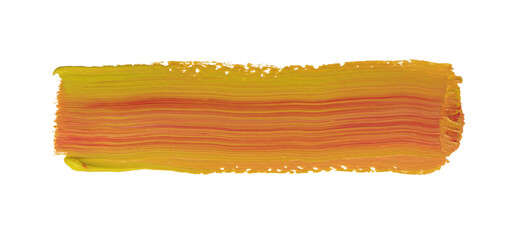 Texture Yellow, orange acrylic ink color smear brushstroke stain line blot element isolated on...
