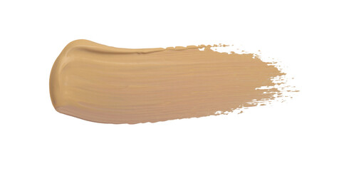 Beige hand drawn acrylic ink color smear brushstroke stain line blot on white background.