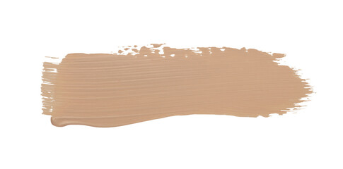 Beige hand drawn acrylic ink color smear brushstroke stain line blot on white background.