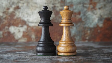 Fototapeta premium Close-up view of polished chess pieces on a board, highlighting strategy, elegance, and intellectual game symbolism
