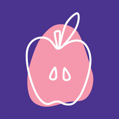 Apple doodle icon or logo, hand drawn with thin line. Isolated on white background. Vector illustration