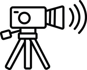 Outline design of a video camera icon for digital media and technology concepts